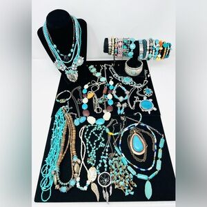 Vintage to Modern Turquoise Southwestern Boho Necklace, Bracelet Jewelry Lot 35